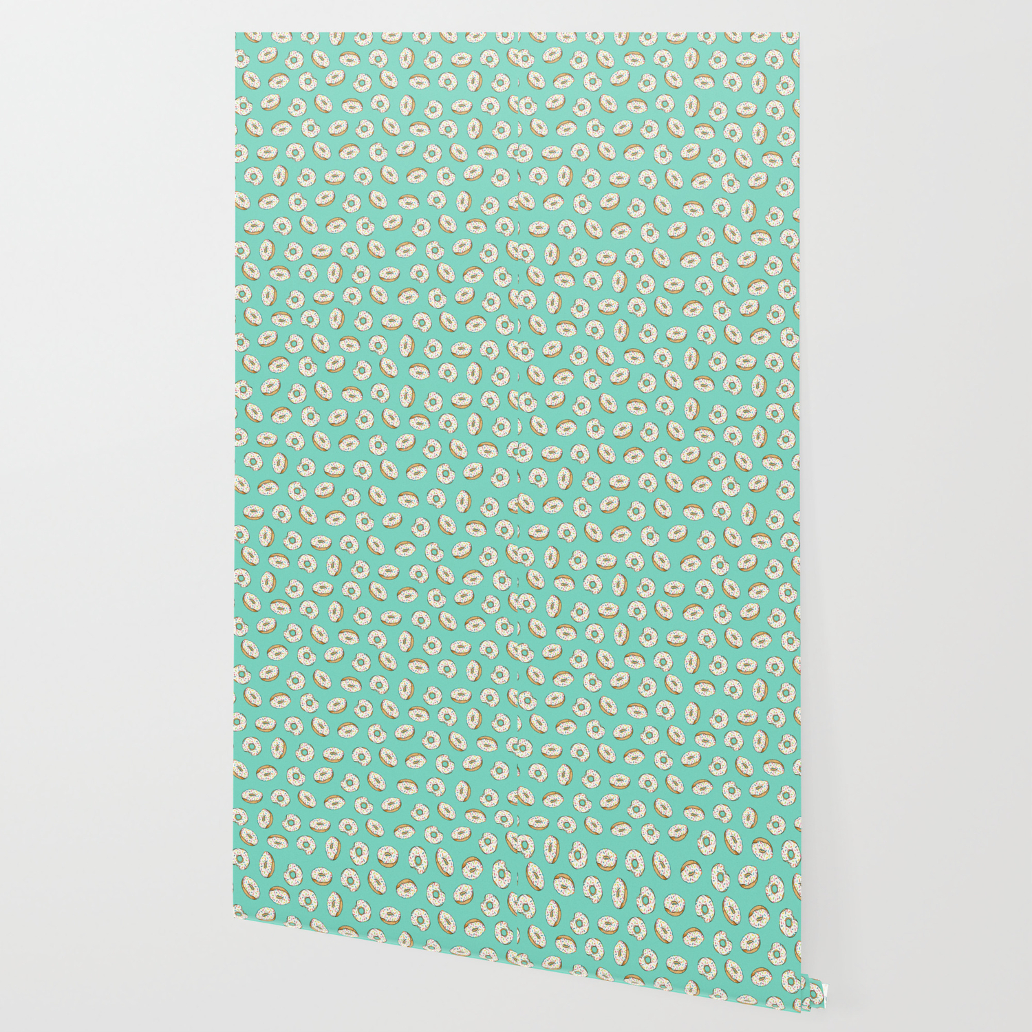 Rainbow Sprinkle Donuts On Aqua Wallpaper By Joanandrose Society6
