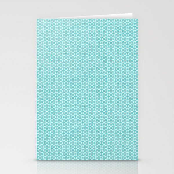 Large Aqua Blue Honeycomb Bee Hive Geometric Hexagonal Design Stationery Cards