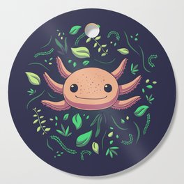 Axolotl with Plants // Kawaii, Wild Animal Cutting Board