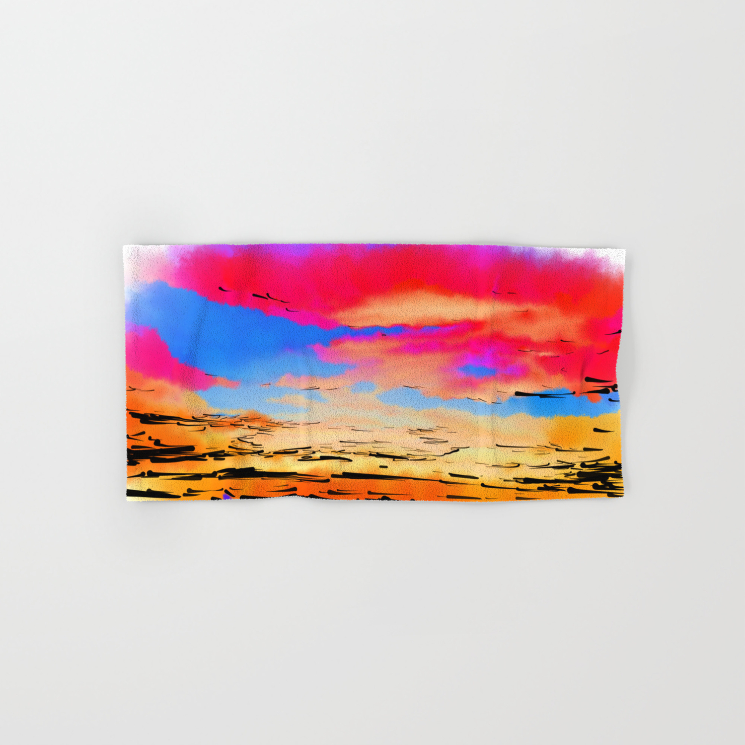 Colorful Abstract Sunset Hand Bath Towel By Kirttisdaleart