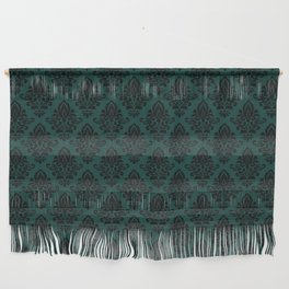 Black damask pattern Teal Wall Hanging