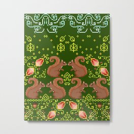 Pixel/8-bit Green Fall Season Metal Print