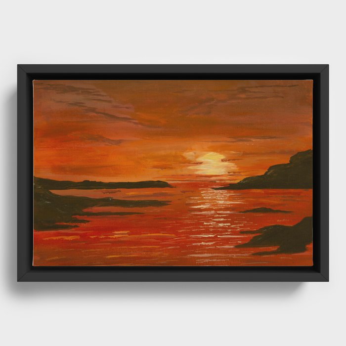 Ocean Sunset Framed Canvas