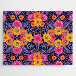 Vibrant Neon Floral Jigsaw Puzzle