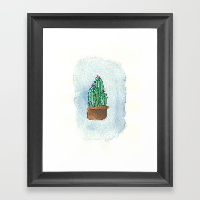 Flowery Cactus Framed Art Print
