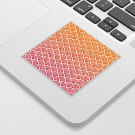 Japanese Seigaiha Wave - Orange & Pink Sticker
