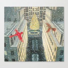 Red and Lulu and the Rockefeller Center Christmas Tree Canvas Print