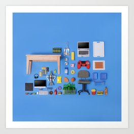 Dollhouse inventory / dark blue Art Print