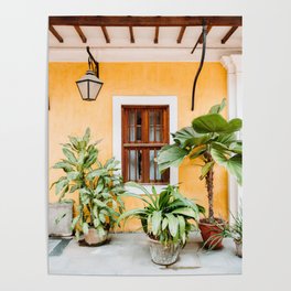 Yellow Building with Plants in Pondicherry, India | Travel Photography | Poster