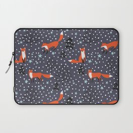 Red foxes in the nignt winter forest Laptop Sleeve
