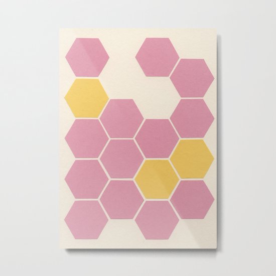Pink Honeycomb Metal Print