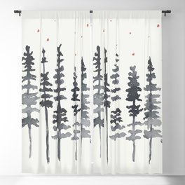 Nighttime Watercolor Forest Blackout Curtain