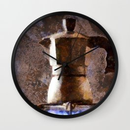 Coffee pot grunge art Wall Clock
