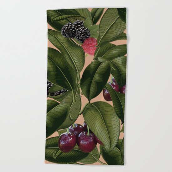 FRUITS AND LEAVES Beach Towel