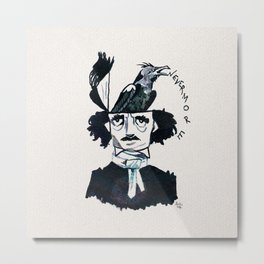 Edgar Poe - Nevermore Metal Print | Shadow, Nevermore, Watercolor, Black and White, Gothic, Poe, Surrealism, Ink, Mistic, Poet 