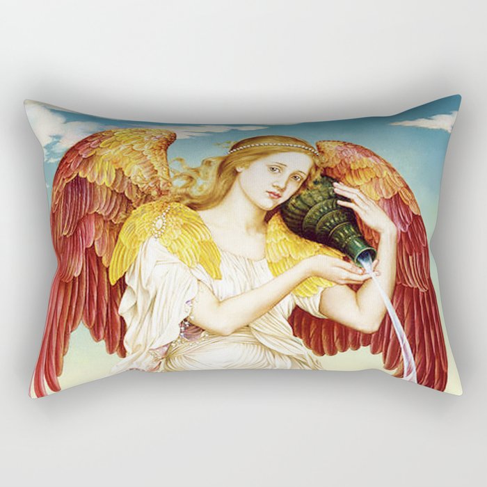 “Eos Angel of the Dawn” by Evelyn De Morgan Rectangular Pillow