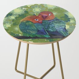 Two Lovebirds - Green Flowers Side Table