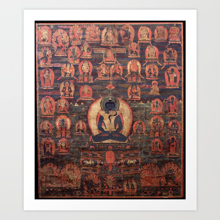 Buddhist Thangka Bodhisattva Samantabhadra Buddha Art Print