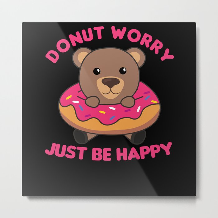 Sweet Bear Funny Animals In Donut Pink Metal Print