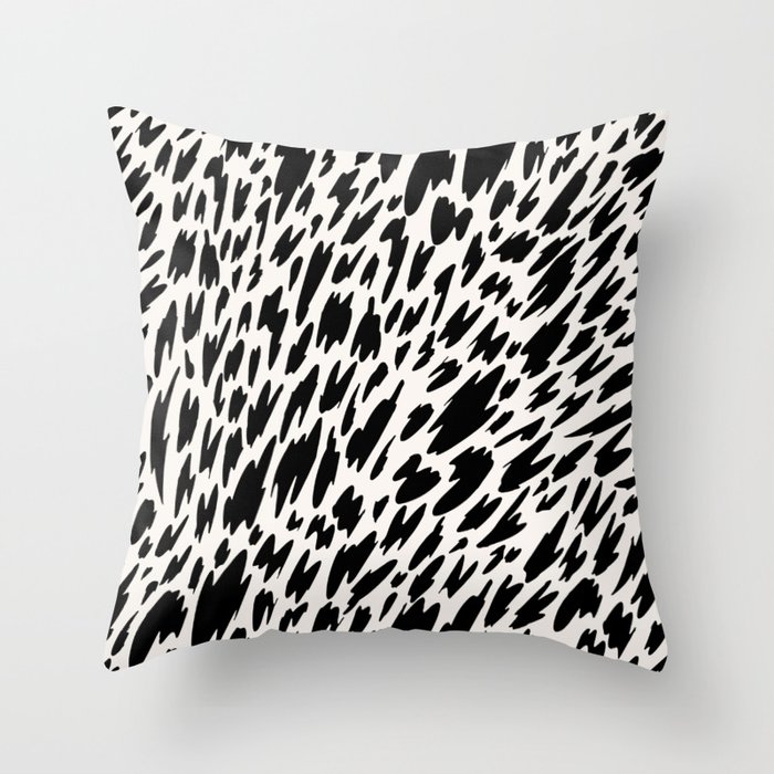 Black and White Spotted Wild Cat Throw Pillow
