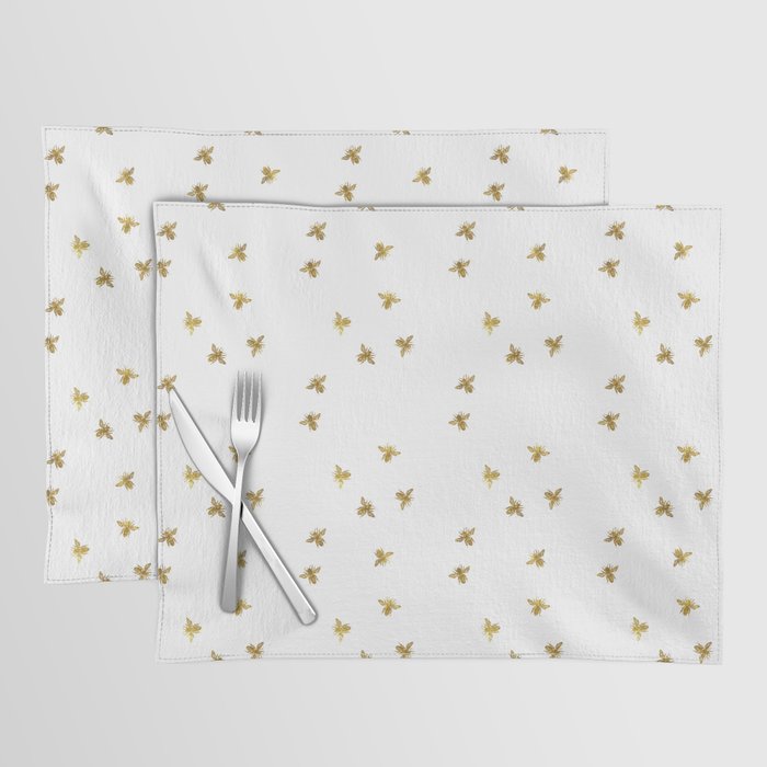 Gold Glitter Bees Pattern Placemat
