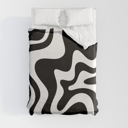 Liquid Swirl Abstract Pattern in Black and White Duvet Cover