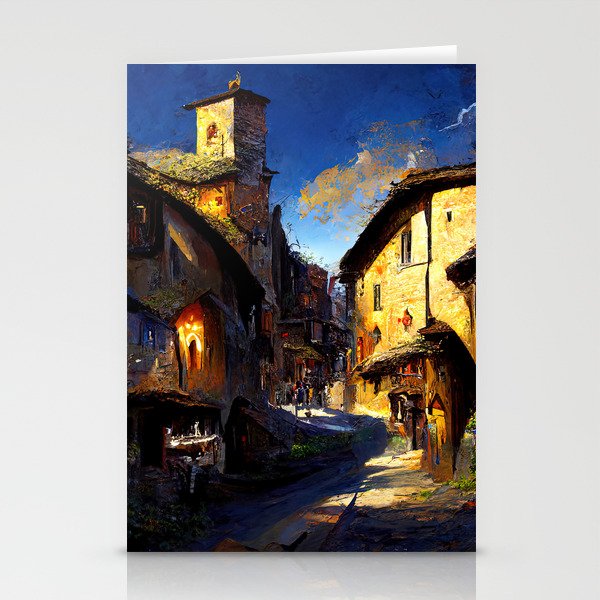 Walking through a medieval Italian village Stationery Cards