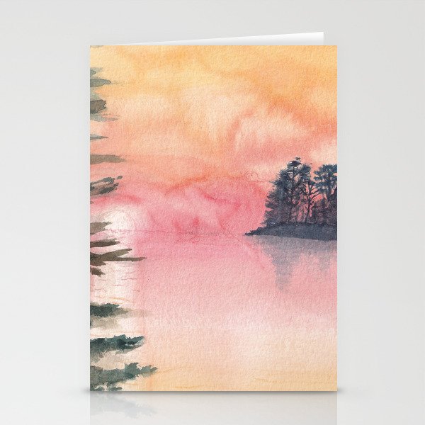 Lakeside Sunset Stationery Cards