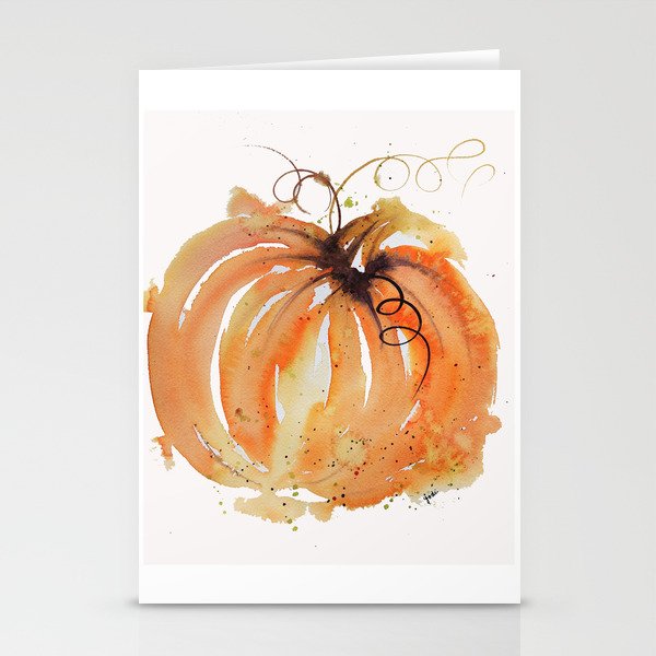 Abstract Watercolor Pumpkin Stationery Cards