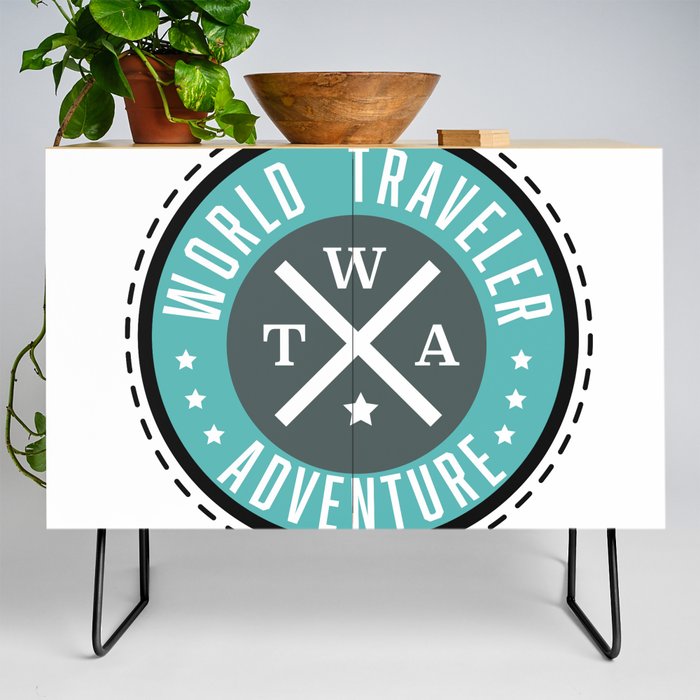 World Traveler Adventure retro logo Credenza