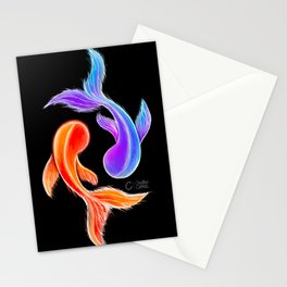 Swimming Duo on Black Stationery Card