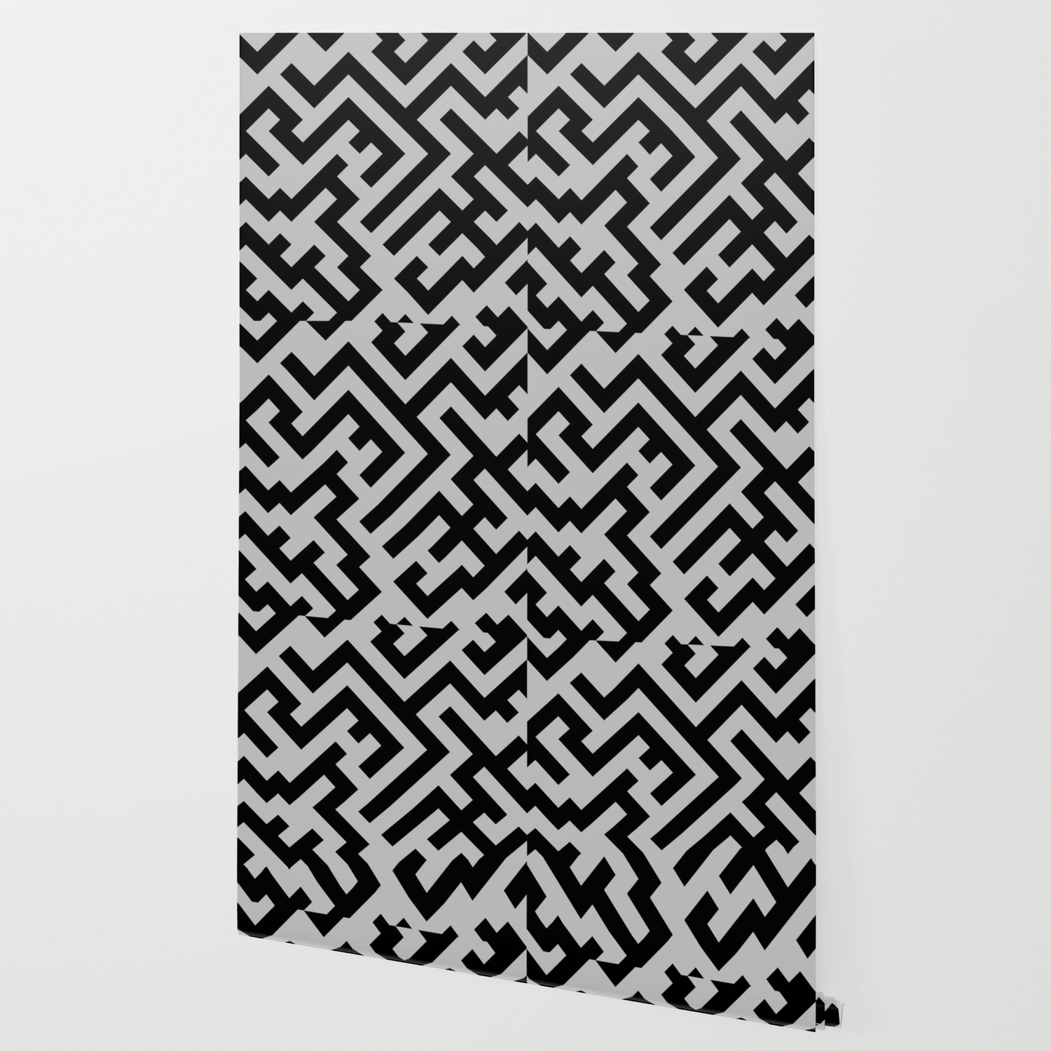 Black And Gray Diagonal Labyrinth Wallpaper By Colorfulpatterns Society6