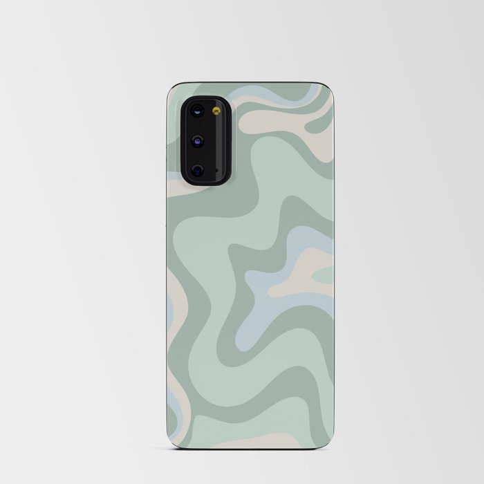 Retro Liquid Swirl Abstract Pattern Celadon Mint Green Baby Blue Beige  Android Card Case
