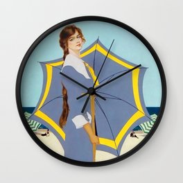 C Coles Phillips “Beach Umbrella” Fadeaway Girl Wall Clock | Umbrella, Beach, Vintage, Advertising, Outline, Painting 