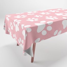 Light Pink & White Paw Prints Tablecloth