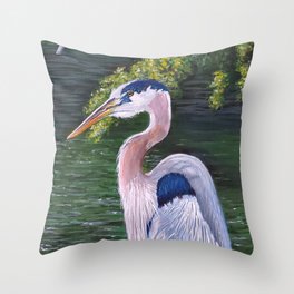 Blue Heron at Blue Ridge Shores Louisa Virginia Throw Pillow