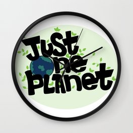 Just one Planet in lettering style. Climate change Wall Clock