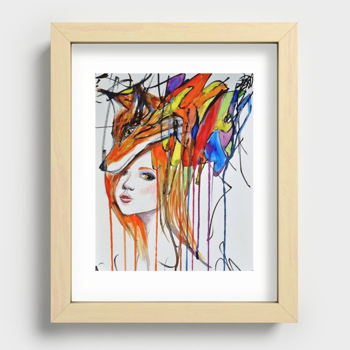 The Lady and the Fox Recessed Framed Print