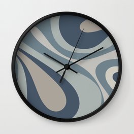 Mod Swirl Retro Abstract Pattern 2 Neutral Blue Gray  Wall Clock