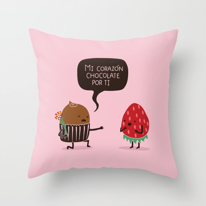 Mi Corazón Chocolate Por Ti Spanish Throw Pillow By Wawawiwadesign Mi Corazón Chocolate Por Ti Spanish Throw Pillow