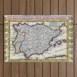 Old medieval vintage map of Spain Outdoor Rug