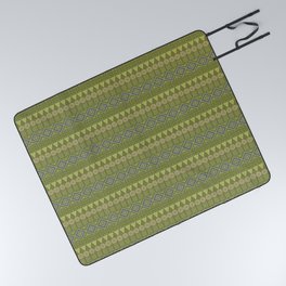 Mudcloth 2 in Olive, Apple Green, Tan and Gray Picnic Blanket