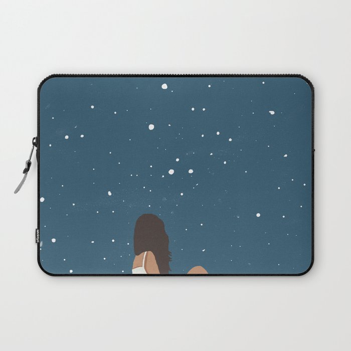 Modern Bohemian Night Moon Illustration, Woman Dreaming illustration Laptop Sleeve