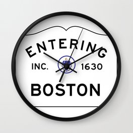 Entering Boston - Commonwealth of Massachusetts Road Sign Wall Clock