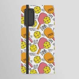 Pickleball Pattern Graphic Pink Orange Yellow Android Wallet Case