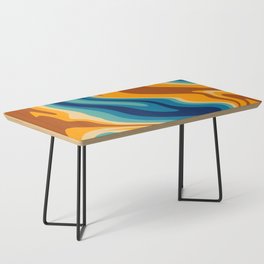 Retro Liquid Swirl Design | Blue and Orange Coffee Table