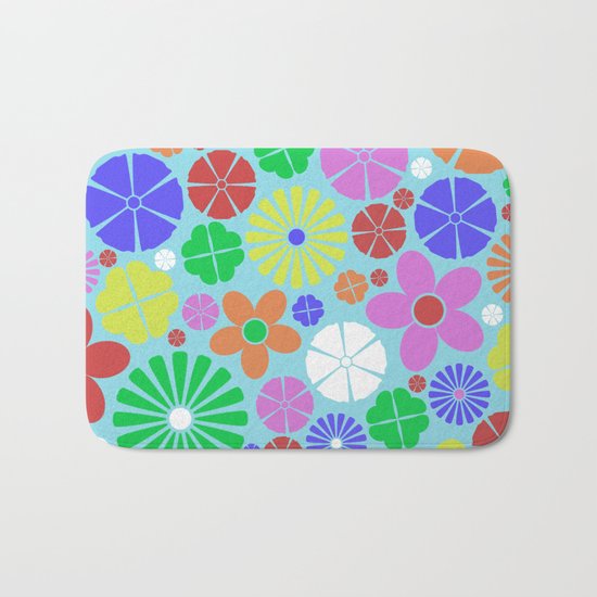 Colourful Colorful Flowers Pattern Bath Mat