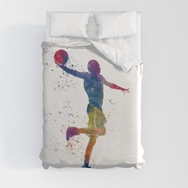 Basketball player in watercolor Duvet Cover