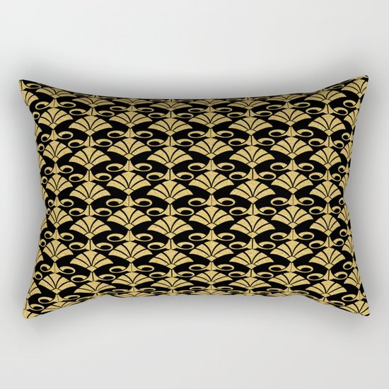 Wonderful gold glitter art deco pattern on black backround I- Luxury design for your home Rectangular Pillow
