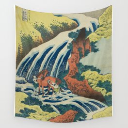 Yoshitsune Horse Washing Falls at Yoshino in Yamato Province (Washū Yoshino Yoshitsune) Katsushika Hokusai Wall Tapestry